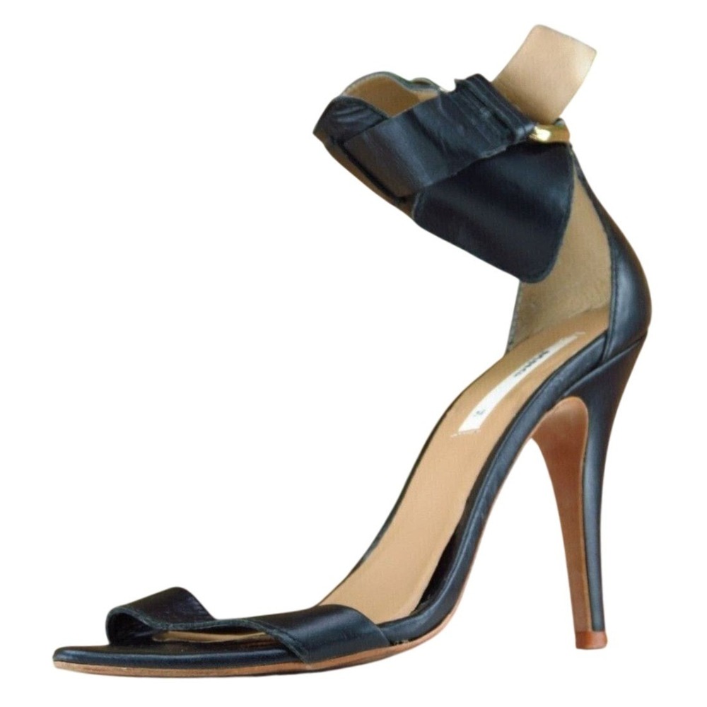 MNG Size 7.5 M Black Ankle Strap Leather Women Sandal Shoes
